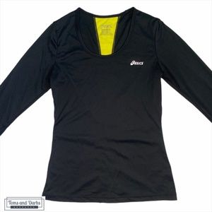 Asics Long Sleeve Running Shirt in Black & Yellow
